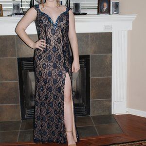 JOHNATHAN KAYNE - HIGH SLIT EVENING GOWN, SIZE 14